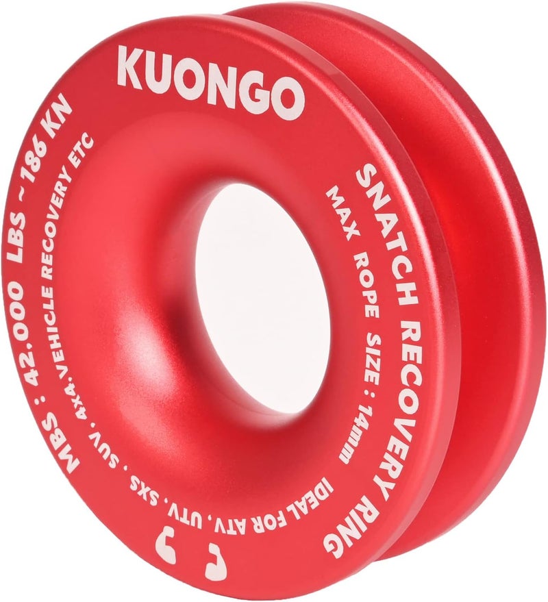 KUONGO Soft Shackle 1/2"x24" Recovery Snatch Ring, Synthetic Soft Shackle Recovery Rope 45000lbs Breaking Strength Winch Snatch Block Towing Ring 46000lbs, for Truck ATV UTV SUVs Off-Road Vehicel Red - Image 5